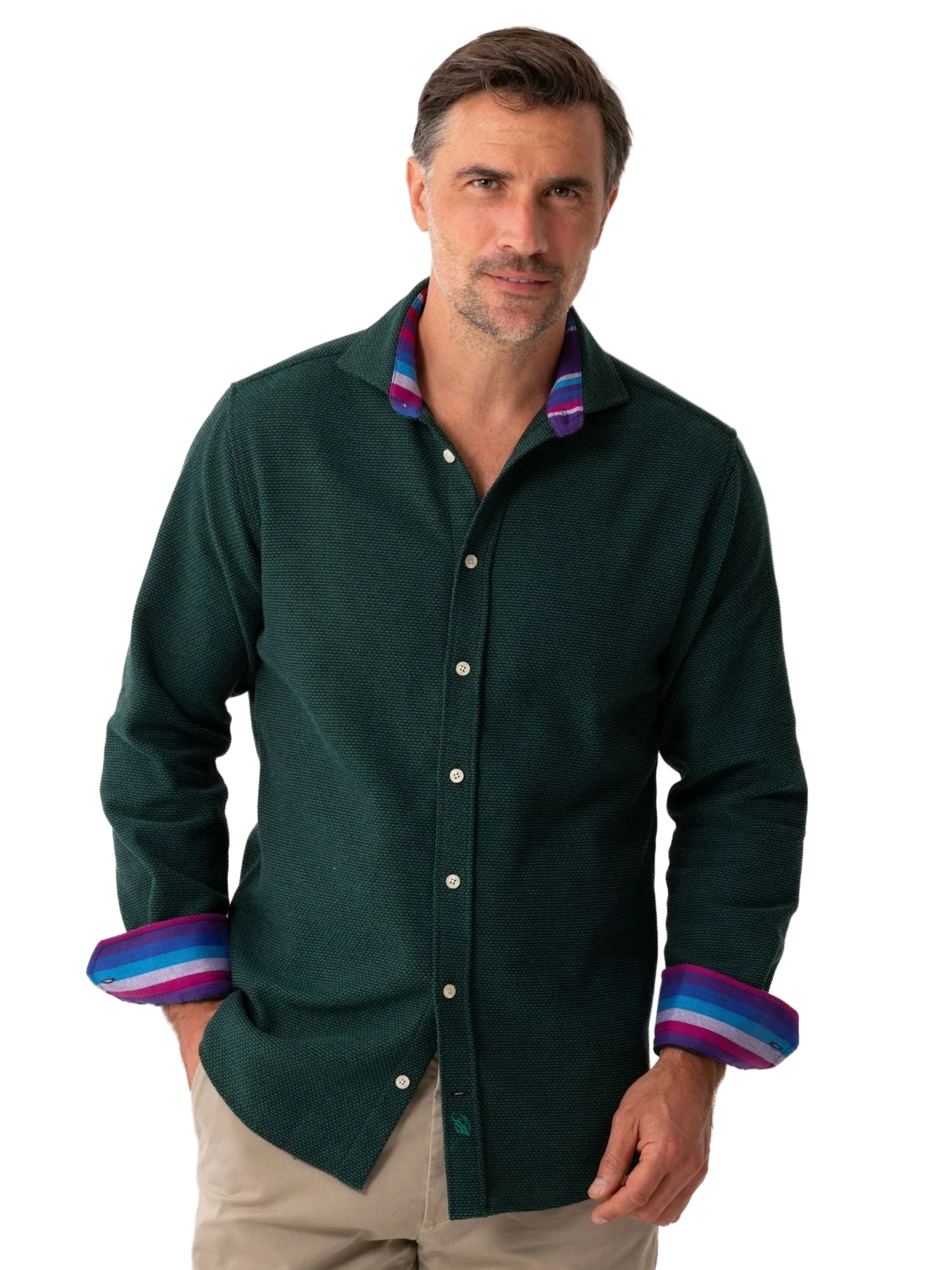 The Kikapu Shirt – Green Basketweave Knit