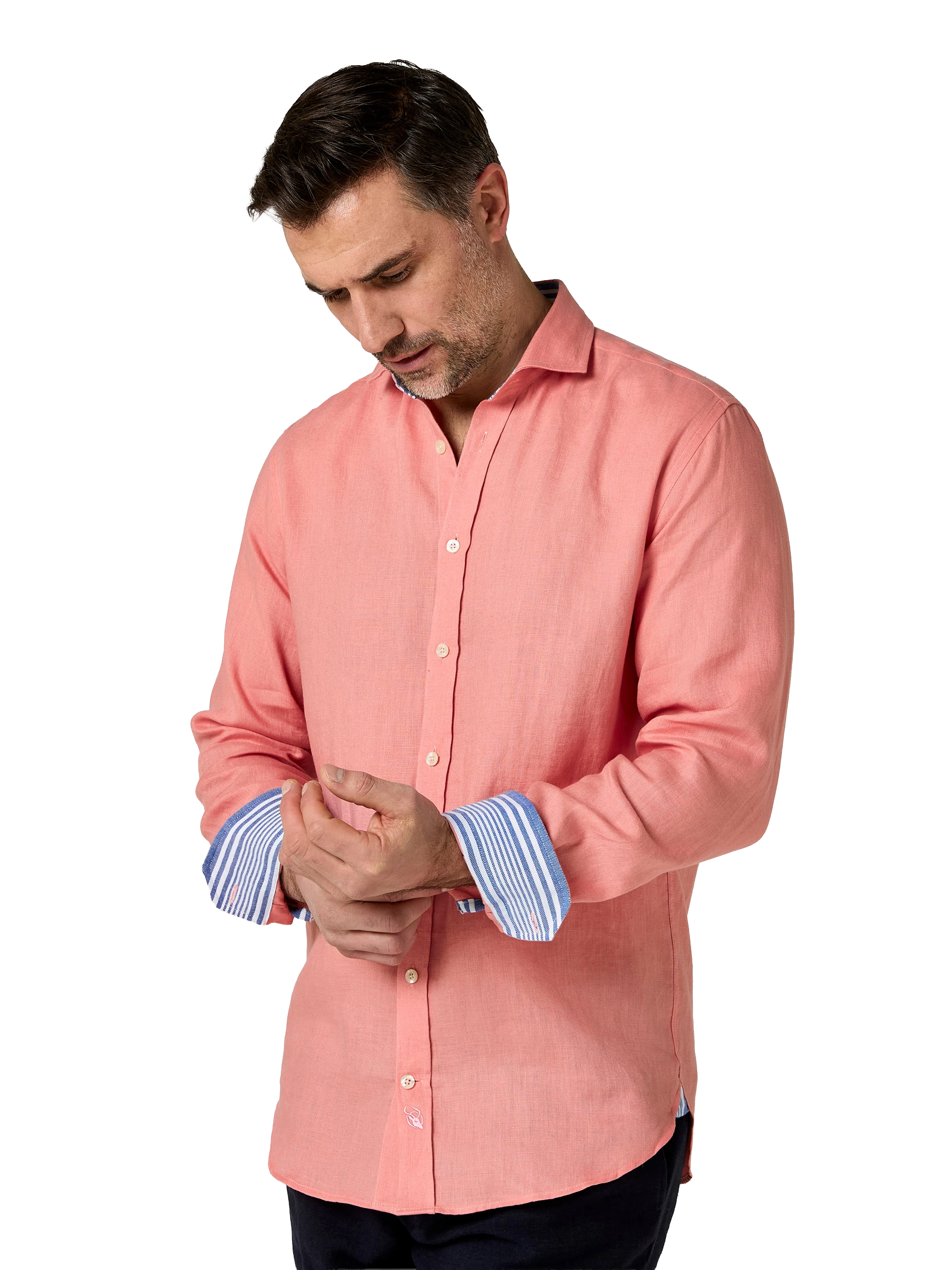 Salmon Pink Linen Shirt