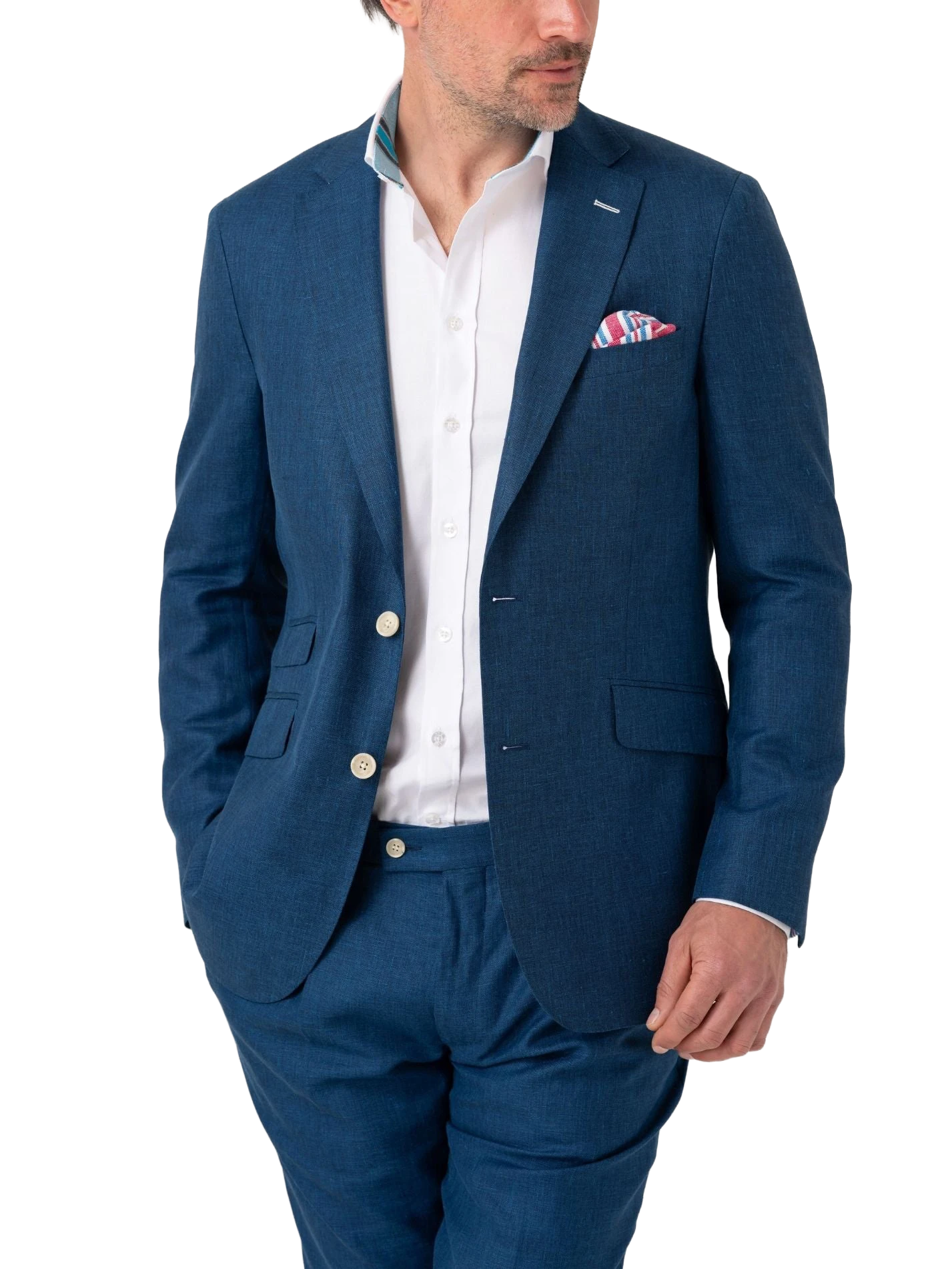 Royal Blue Blazer - Linen, Wool & Silk