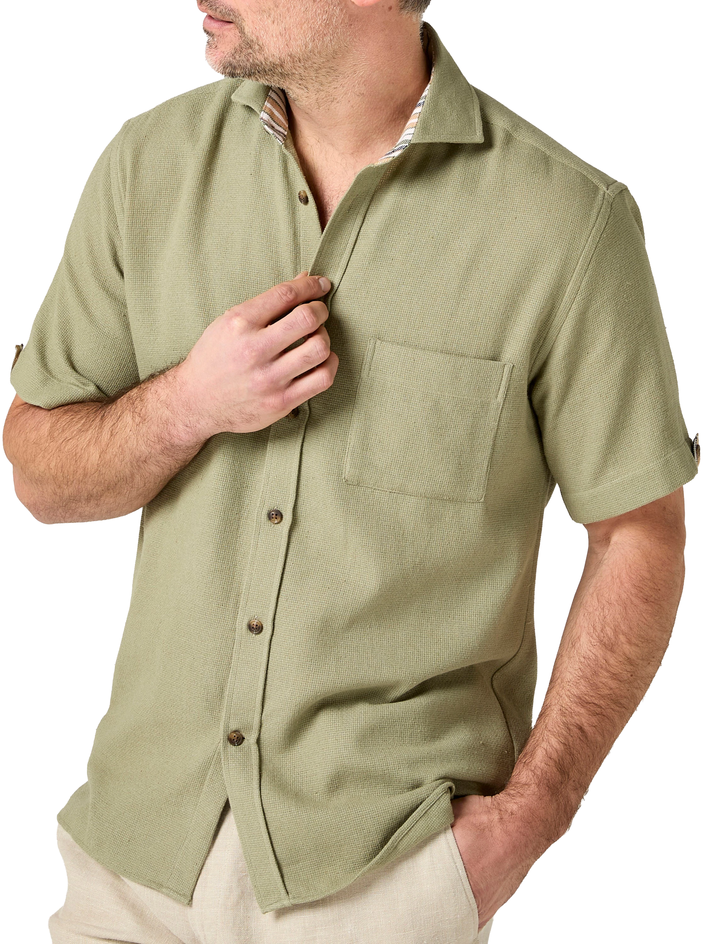 Olive Air Weave Shirt - Short Sleeve