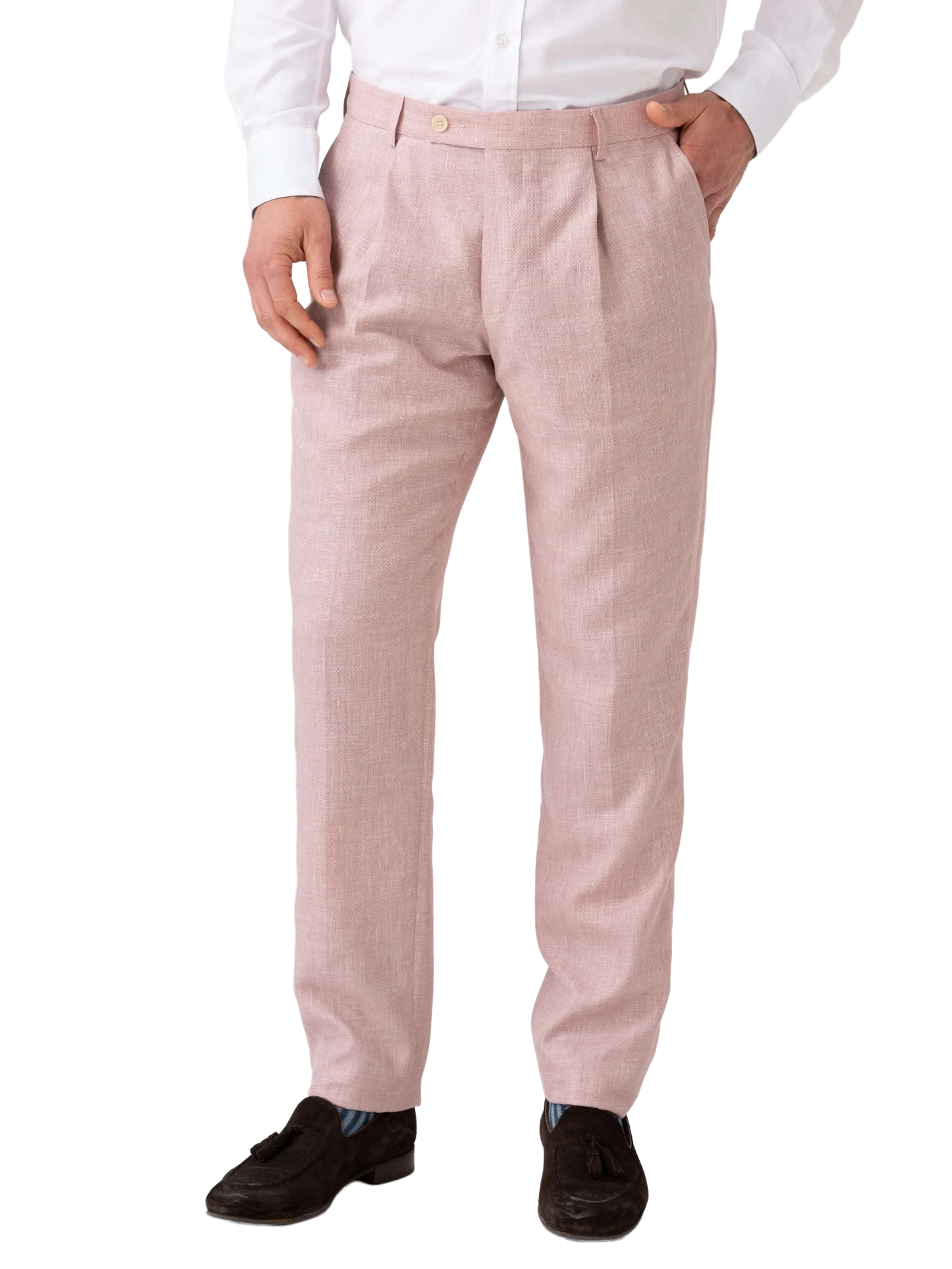 Dusty Pink Suit Trousers - Linen, Wool & Silk
