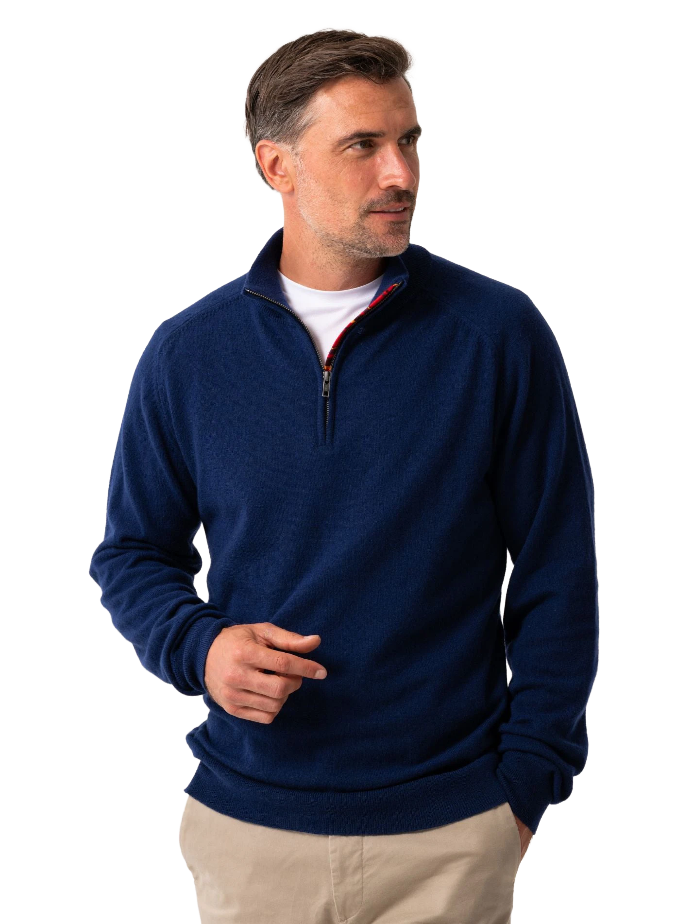The Mara Navy Quarter Zip Jumper - Wool & Cashmere