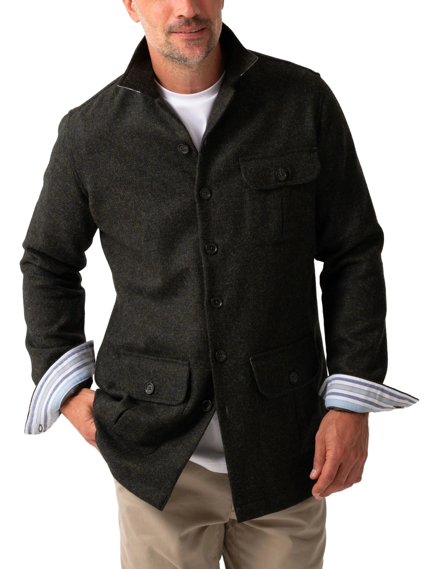 Wool Safari Jacket - Artillery Green