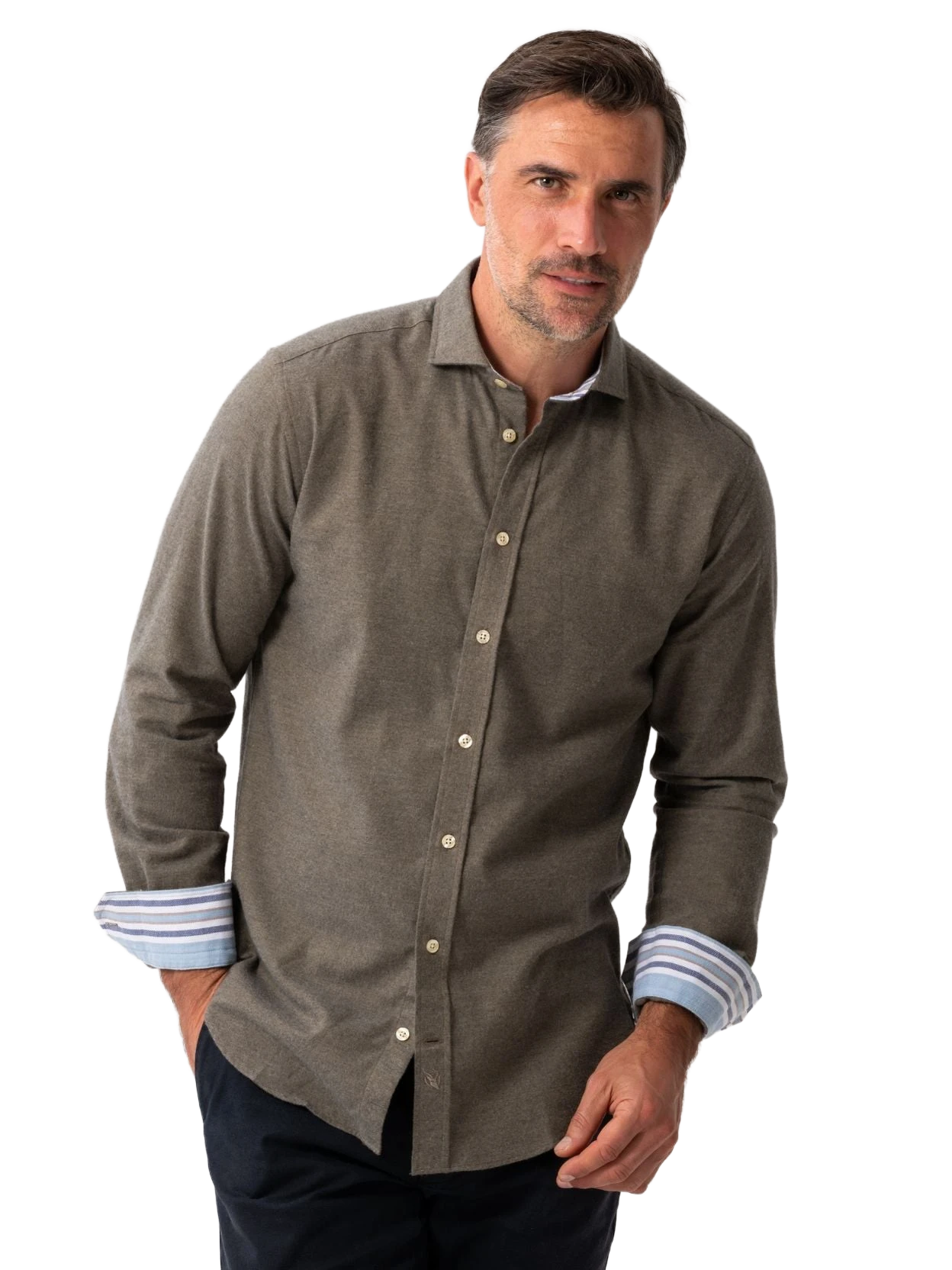Olive Cotton-Cashmere Shirt