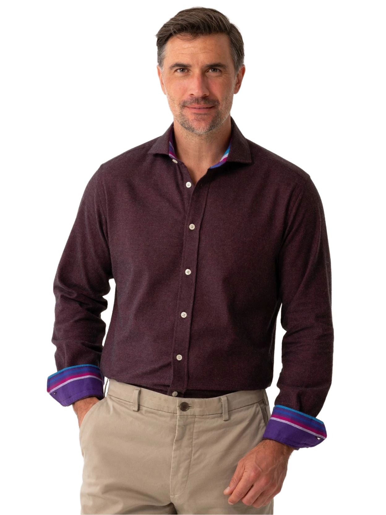 Burgundy Cotton-Cashmere Shirt