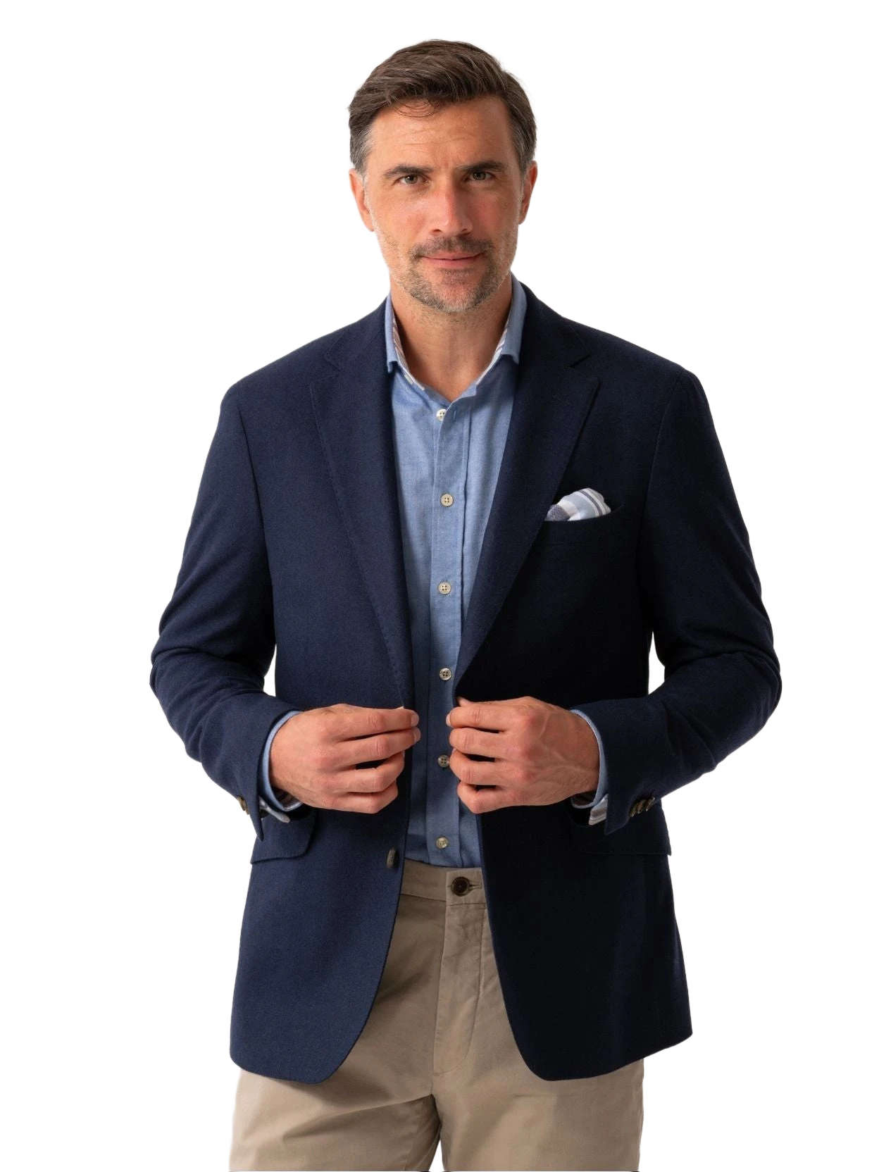 Navy Wool & Cashmere Blend Blazer