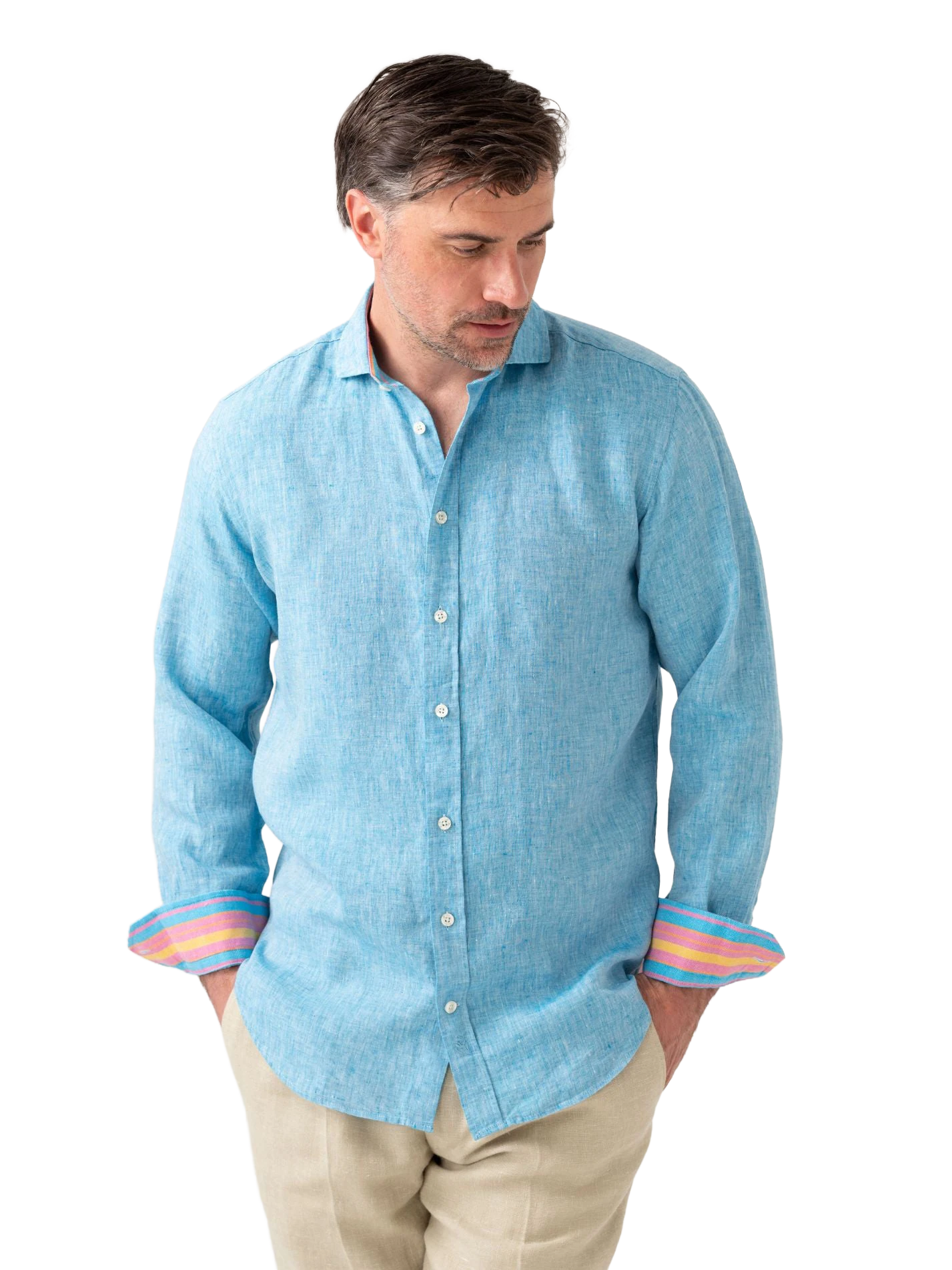 Nyota Turquoise Linen Shirt